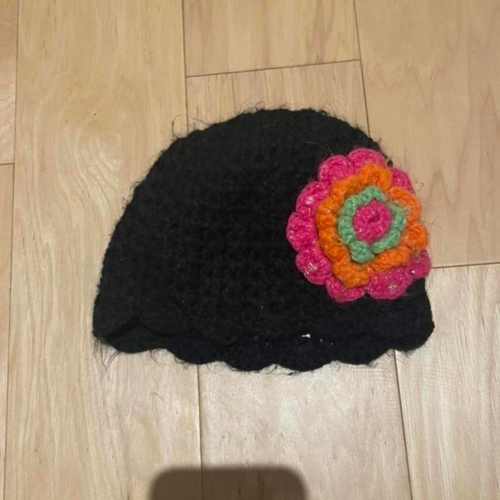 Colorful Flower Knit Beanie